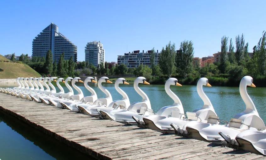 Parque de Cabecera in Valencia mit den typischen Schwanenbooten.