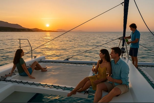 Katamaranfahrt in Dénia bei Sonnenuntergang mit Cava