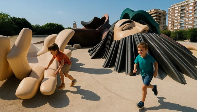 Kinder spielen im Gulliver-Park in Valencia