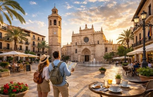 Plaza Mayor in Castellón de la Plana mit El Fadrí und der Konkathedrale Santa María